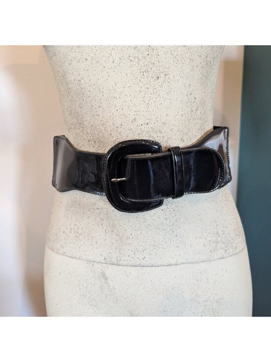 Lauren Ralph Lauren Black Patent Leather Waist Cincher Belt Sz S Fits S/M main image 7
